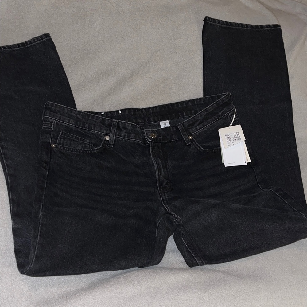 &Denim Women's Black Straight Leg Jeans